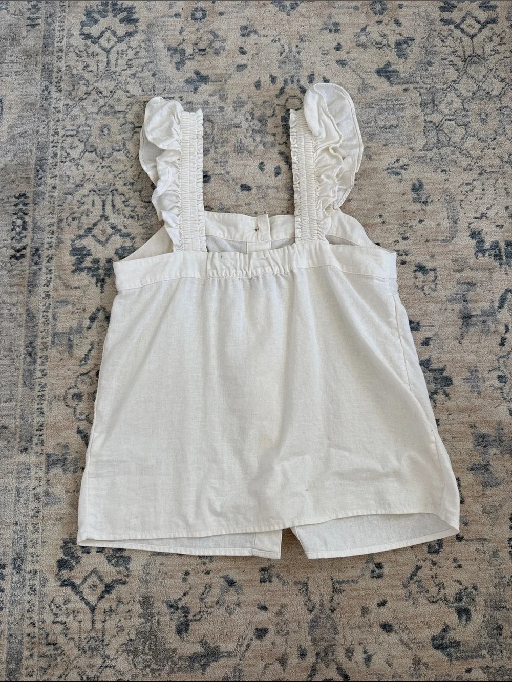 J. Crew Women's White Button-Front Ruffle Strap Top